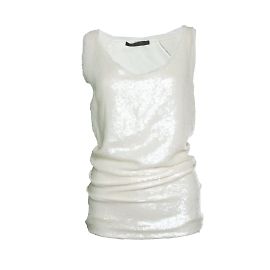 Donna Karan, sleeveless sequinned top White