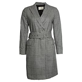 Autre Marque-Suistudio, checkered trench coat in black and white-Black,White