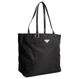 Prada-Prada Nylon Triangle Tote Bag-Black