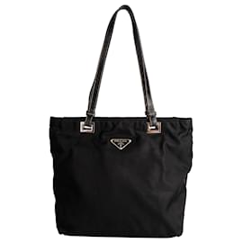 Prada-Prada Nylon Triangle Tote Bag-Black