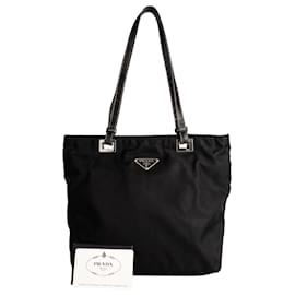 Prada-Prada Nylon Triangle Tote Bag-Black