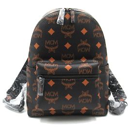 Sac à dos MCM en polyuréthane polyester noir et marron Noir