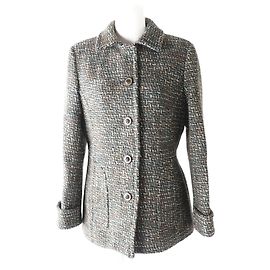 Abrigo de tweed de lana para mujer Aquascutum Castaño