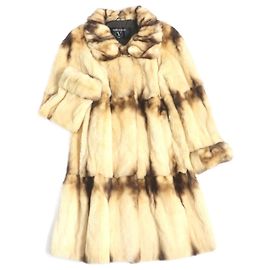 Valentino Fur Long Coat Cream Brown Other