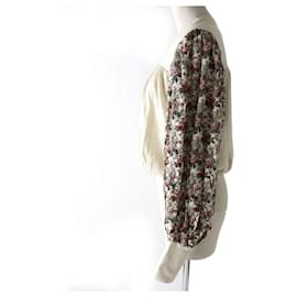 Louis Vuitton-Louis Vuitton Floral Print Wool Cashmere Silk Knit Top S-Beige