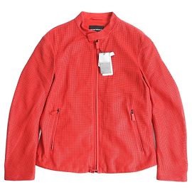 Perforierte Lederjacke Emporio Armani rot 48 Rot