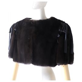 Bolero in visone per donne Valentino, marrone scuro Marrone scuro