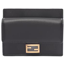 Fendi-Fendi Leather Baguette Card Case 8M0423AAJDF0KUR-Black
