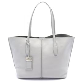 Tod's-Tod's Leather Tote Bag Gray-Grey