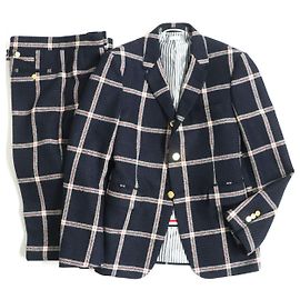 Thom Browne Check Tweed Suit Gold Button Full Sleeve Other