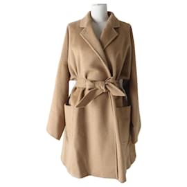 Max Mara MaxMara 100% Kamel Gürtel-Wickelmantel Kamel