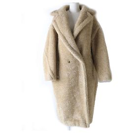 Max Mara Camel Gold Silk Blend Teddy Bear Coat M Other