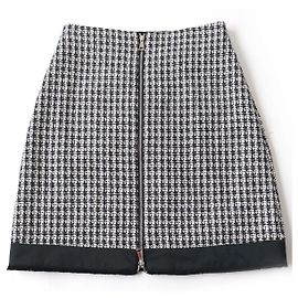 Gonna trapezio in tweed Moncler nera e avorio 42 Altro