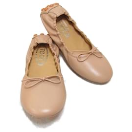 Tod's-Tod's Leather Flat Casual Shoes Beige-Beige