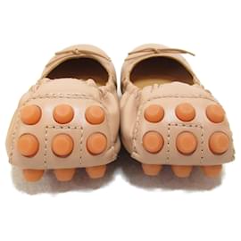 Tod's-Tod's Leather Flat Casual Shoes Beige-Beige