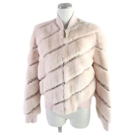 Casaco de pele Fendi rosa claro 38 mulheres Rosa