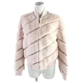 Fendi-Manteau en fourrure Fendi rose clair 38 femmes-Rose