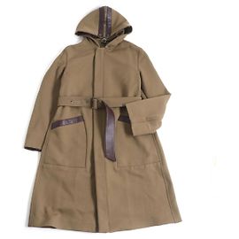 Abrigo largo con capucha de cuero de cordero Salvatore Ferragamo marrón Castaño