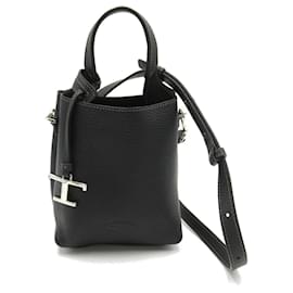 Tod's-Tod's Leather Timeless Mini 2way Handbag-Black
