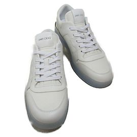Jimmy Choo Canvas Leather Sneakers FLORENT/MZUL44 White