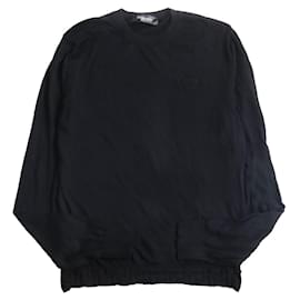 Versace-Versace Silk Blend Medusa Embroidery Knit Sweater-Black