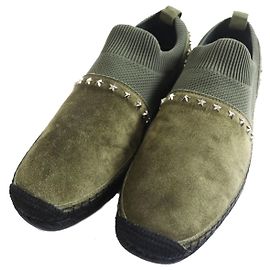 Chaussures Slip-on en Cuir Suédé Jimmy Choo Kaki