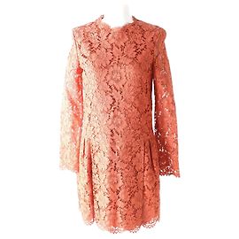 Abito mini in pizzo floreale a maniche lunghe Valentino arancione marrone Altro