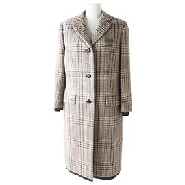 Miu Miu 22AW MS1925 Plaid Coat Brown Beige Other