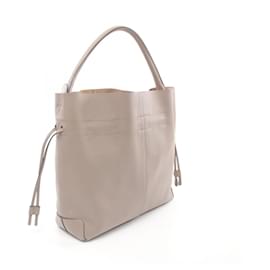 Tod's-Tod's Leather Di Medium Tote Bag-Grey