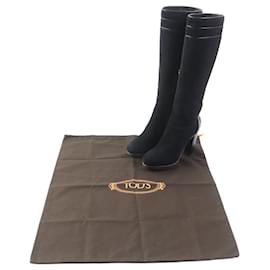 Tod's-Tod's Suede Leather Knee-high Boots Black 36-Black