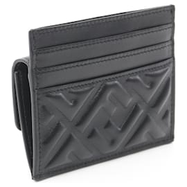 Fendi-Fendi Leather Baguette Card Case-Black