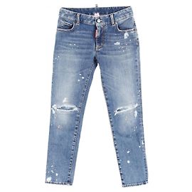 Jeans Twiggy cropped a vita media Dsquared2 Blu navy