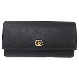 Autre Marque-Gucci Leather GG Marmont Long Wallet Black-Other