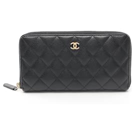 Autre Marque-Chanel Caviar Skin Matelasse Long Wallet Black-Other