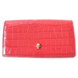 Alexander Mcqueen Cartera larga de cuero Alexander Roja