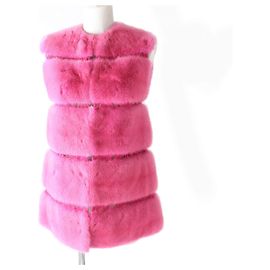 Colete de renda floral de vison Valentino Rosa