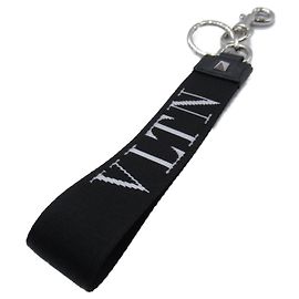 Valentino Leather Fabric Charm Black/White Black