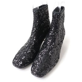 Roger Vivier Sequin Heel Short Boots Black Black