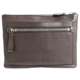 TOM FORD Große Leder-Clutch Braun