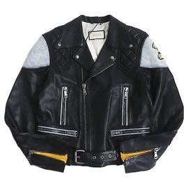 Gucci Skull Motif Leather Rider Jacket Black 48 Black