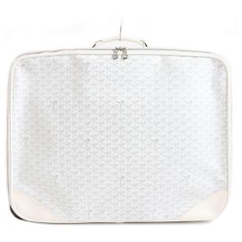 Goyard Leather Trolley Carry Bag Suitcase White