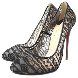 Christian Louboutin DORISSIMA Lace Leather Pumps Black