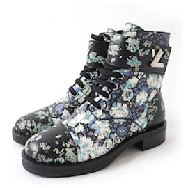 Louis Vuitton-Louis Vuitton Floral Leather Short Boots 37-Other