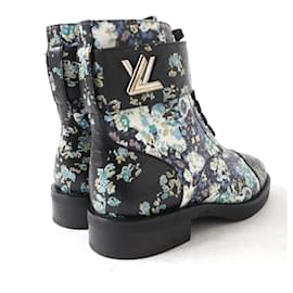 Louis Vuitton-Louis Vuitton Floral Leather Short Boots 37-Other