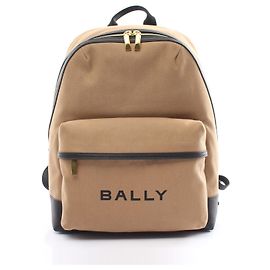 Bally Bar Treck Leather Fabric Backpack Beige