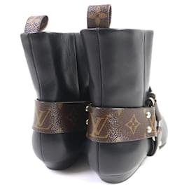 Louis Vuitton-Louis Vuitton Monogram Leather Ankle Boots Women-Black