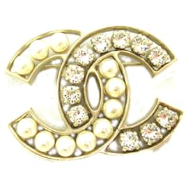 Autre Marque-Chanel Coco Mark Brooch Gold Plated Rhinestone-Other