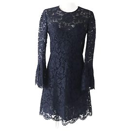 Abito in pizzo A-line Valentino, Blu Navy, Donna Blu navy