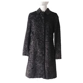 Abrigo semi-largo de piel sintética Max Mara, marrón oscuro, mujer Marrón oscuro
