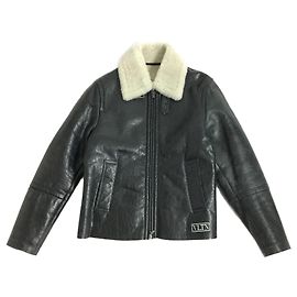 Valentino VLTN Logo Shearling Flight Jacket Black Black